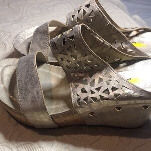 Women’s Volatile cork spring  open toe silver Stylish Silver Wedge Sandals